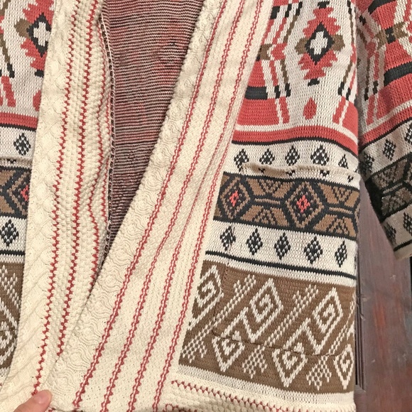 Forever 21 Cardigan Open Front Aztec Southwestern Tribal Geometric Sweater Boho - Picture 7 of 16